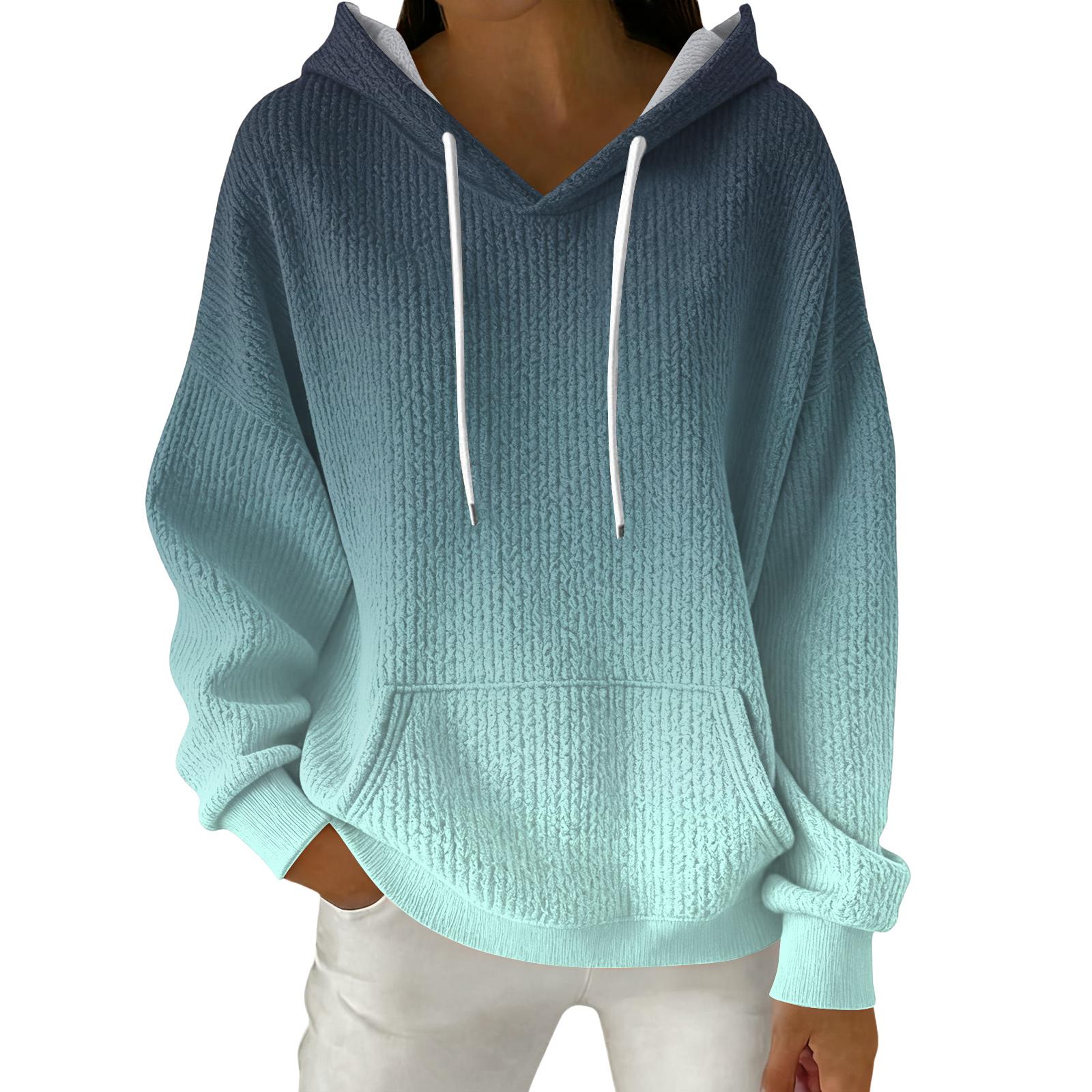 

Женский модный повседневный пуловер с градиентным принтом, толстовка с длинным рукавом и капюшоном XL