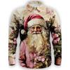 Christmas Santa Claus Casual Men's Button Up Shirt Long Sleeve Christmas theme Shirt Collar Button Up 3D Print Thin Polyester