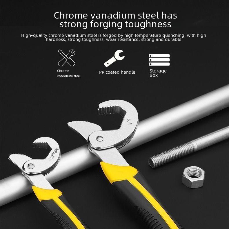 Arrizo Adjustable Multi-Purpose Wrench Set: Self-Tightening Pipe Clamp and Multi-Function Fast Pipe Wrench