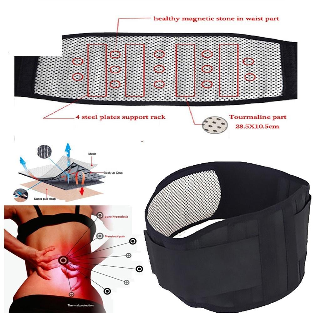 New Spontaneous Heating Waist Brace Magnetic Therapy Support Protection Belt (Color Black)