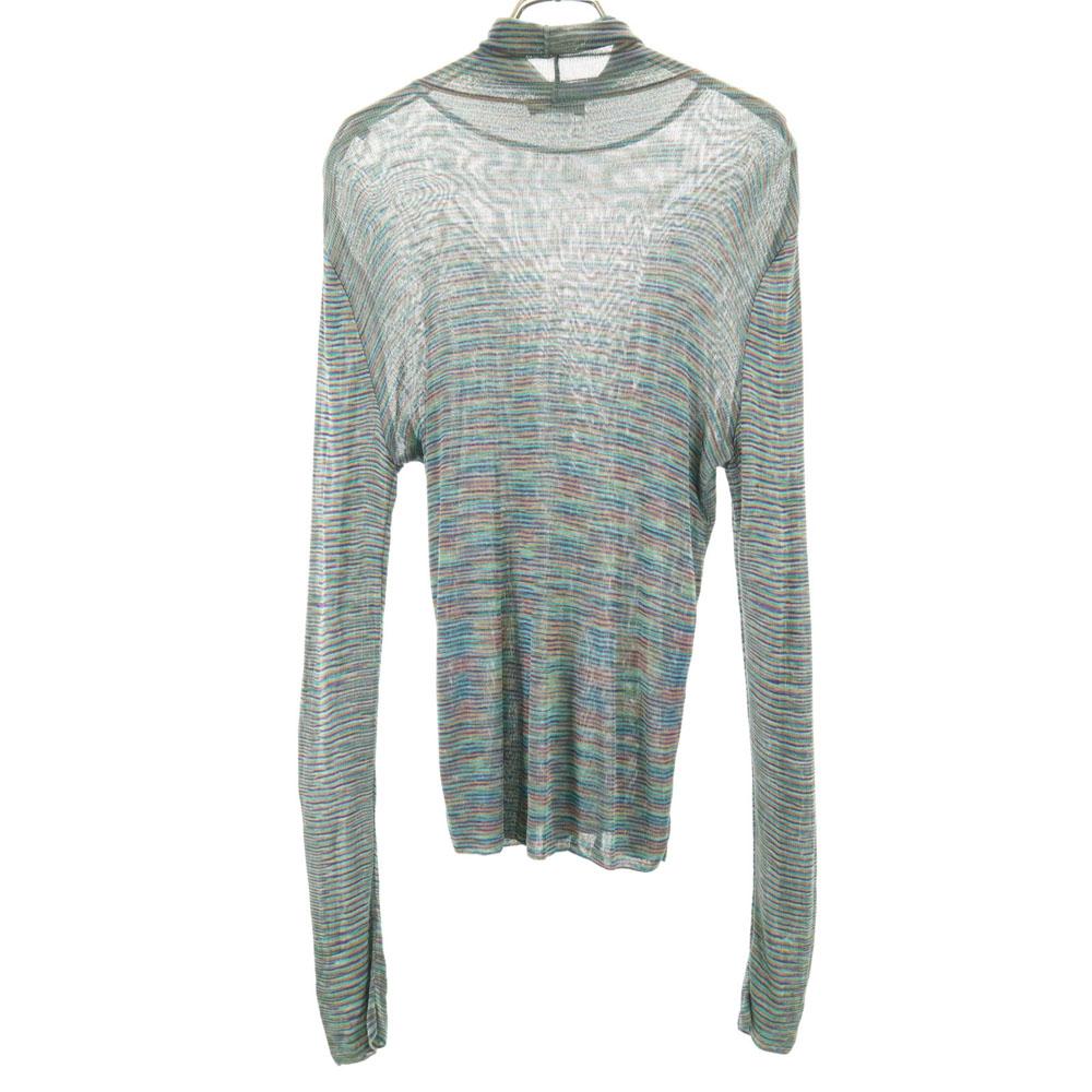 Missoni made in Italy Border Pattern Long sleeve High Neck See-Through Cut Women Used