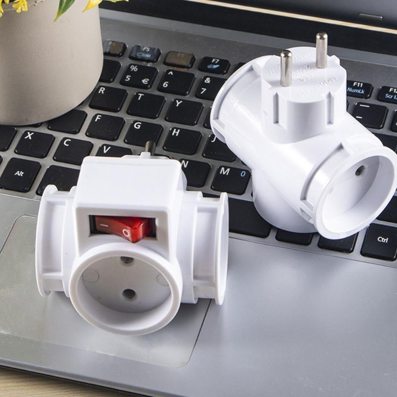 Portable EU Plugs Converters Power Adapter Expands To Three Outlets for Home Office and Travel 16A 250V Travel Plugs