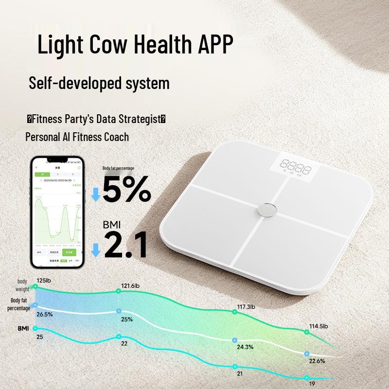 Yun Kang Bao Smart Bluetooth WiFi Body Fat Scale with Eight Electrodes for Accurate Household Measurement