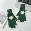 Cold Weather Korean Style Heart Gloves Touchscreen Thick Warm Knitted Gloves Coldproof Winter Mittens Autumn Winter