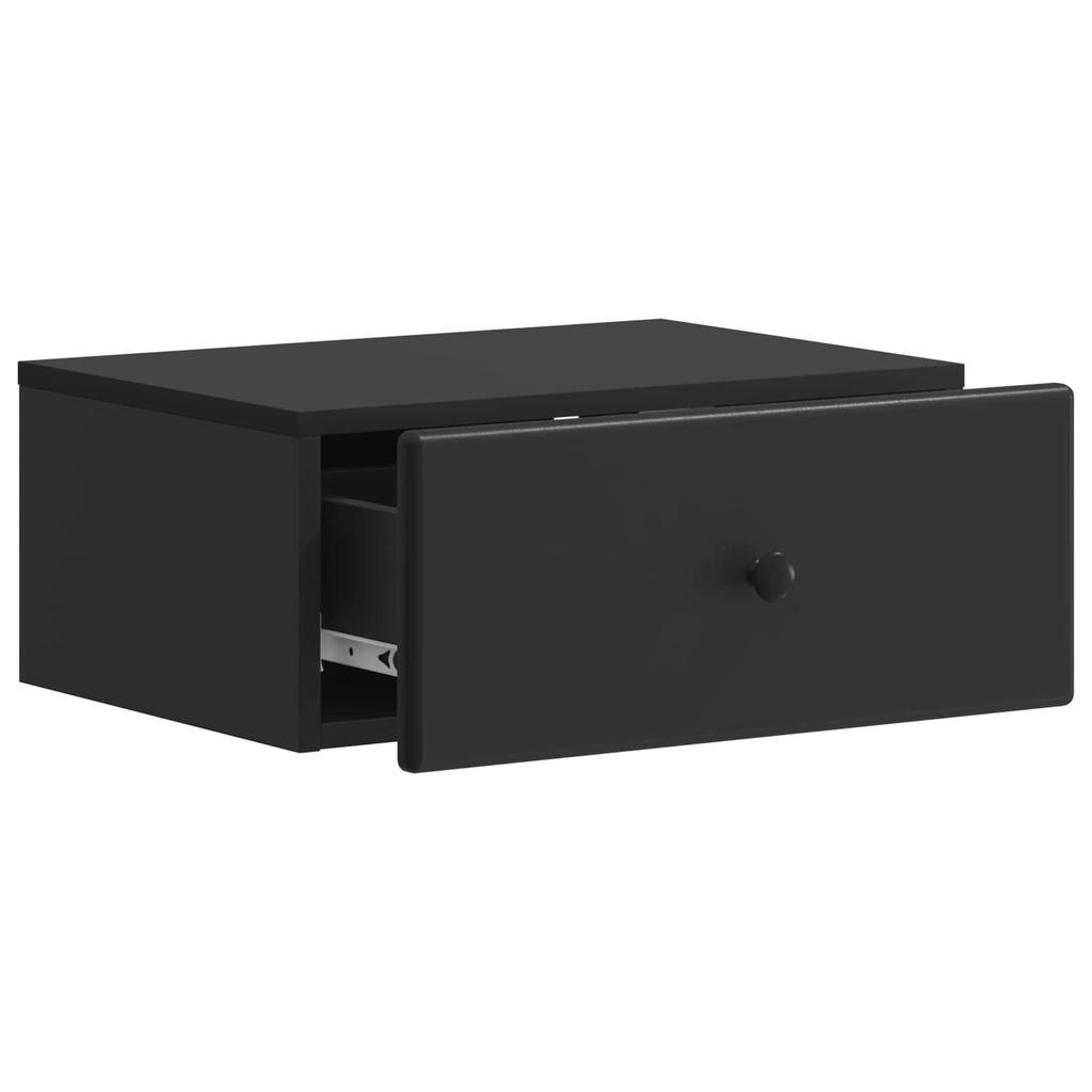Wall Mounted Nightstand Black 49 X 34.5 X 20 Cm