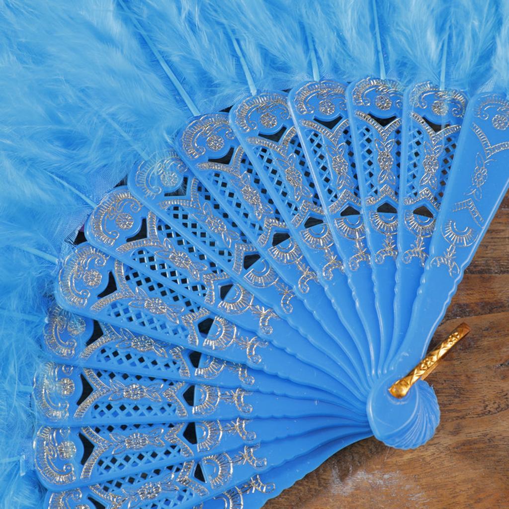 Elegant Lace Feathered Fan for Women 1920s Vintage Styles Flapper Folding Handheld Hand Fan for Cosplay Parties Event