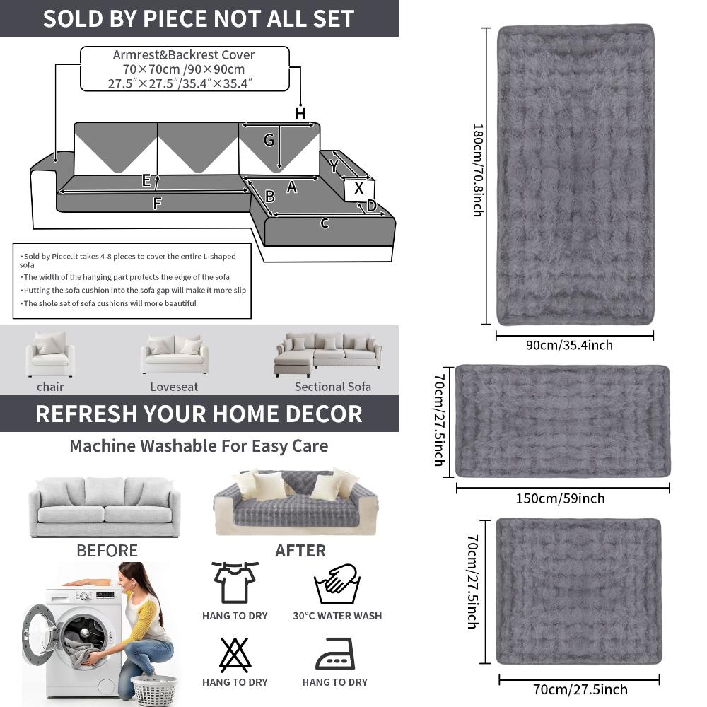 Tykke imitert kaninpels Plysjsofa Glidetrekk Sklisikker myk sofa Håndkle Sofapute til stue Moderne hjemmeinnredning