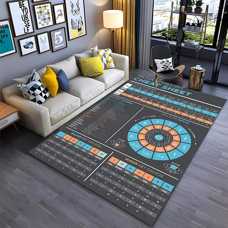 

Music Basic Guitar Chord Theory Chart Piano Rugs,Rugs Living Room Tapete for Bedroom Sofa Doormat Decor,Kids Non-slip Floor Mat 40x60cm (16x24in)