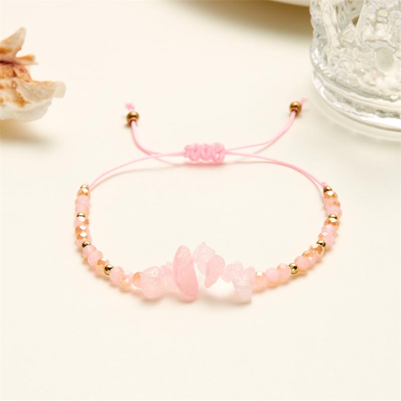 

Natural Stone Gravel Chip Beads Bracelet Irregular Pink Crystal Amethysts Quartzs Bracelets Adjustable Wristbands For Women Men