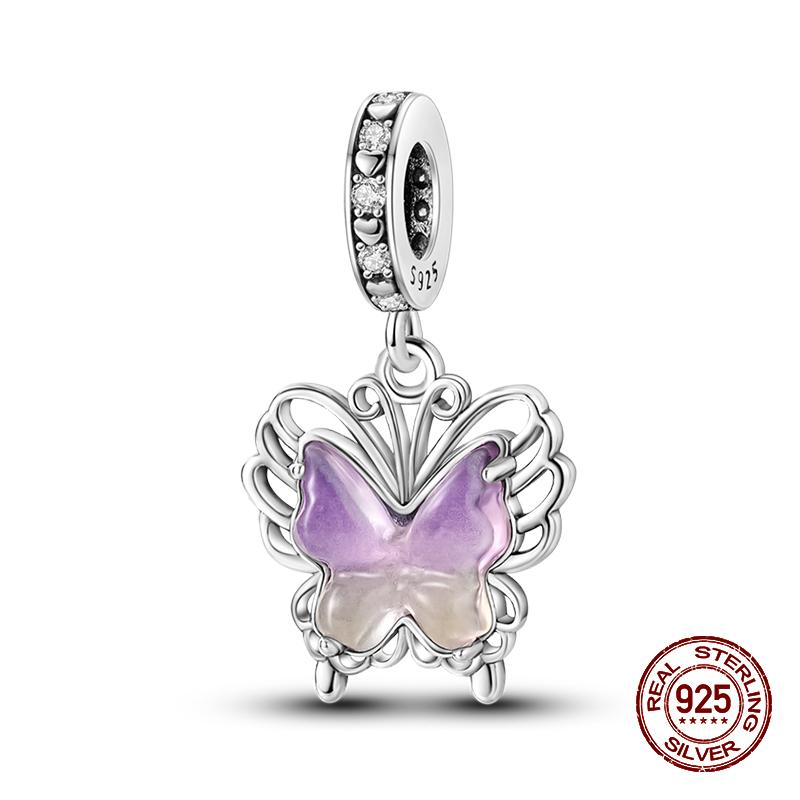 Magical 100 Copper Glass Flower Butterfly Charm Bead Charms Bead Charms Compatible With 3mm Authentic Bracelets Do It Yourself Party Jewellery Gifts