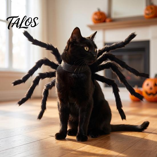 Holiday Party Accessories Halloween Spider Pet Costume for Small Dogs Cats, Cat Cosplay Outfit with Spooky Adjustable Straps Dress Up And Photo Shoots