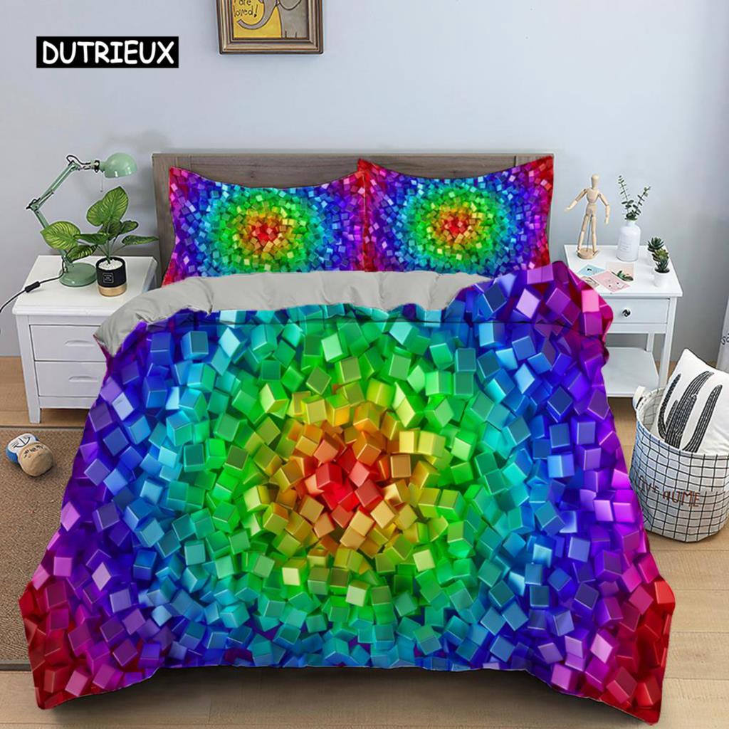 

Радужный комплект постельного белья для девочек Радужный комплект постельного белья со звездами для девочек Двойной блестящий двуспальный размер Queen King Size Мягкий и удобный пододеяльник EU single(135x200cm)