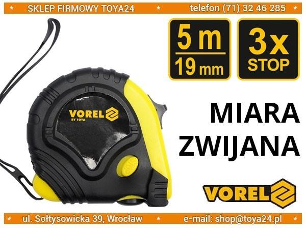 Gelbes und schwarzes Maßband 5 m x 19 mm 10125 VOREL