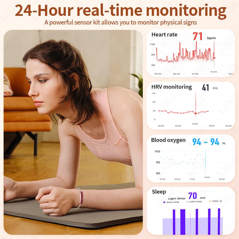 Ladies Diamond Bracelet Women Sports Fitness Smart Band HRV Heart Rate Blood Oxygen Sleep Tracker 5ATM Waterproof Watches