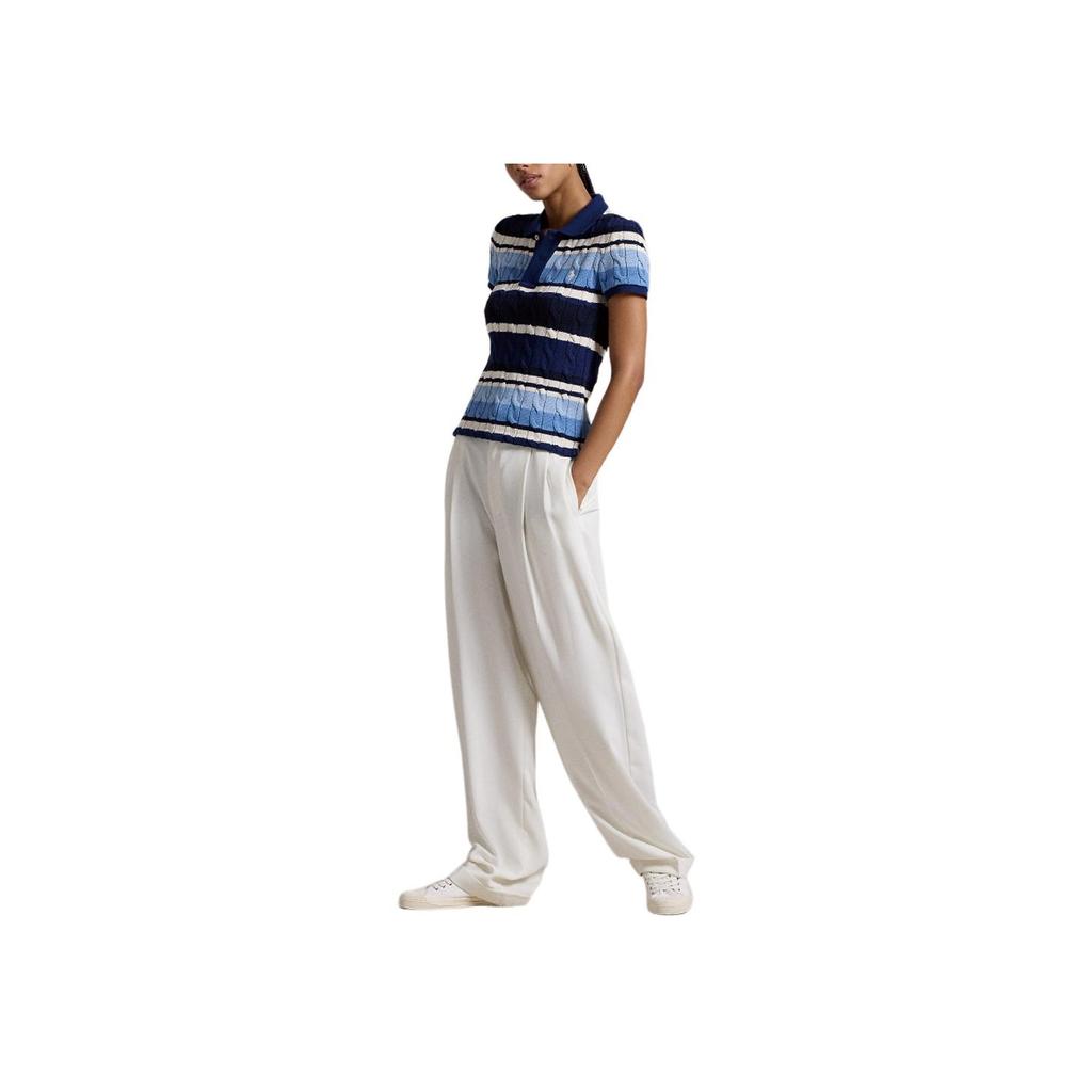 Polo Ralph Lauren Koszulka Polo z Krótkim Rękawem w Paski Slim Fit Damskie topy Niebieski WMPOKNINB920187-999