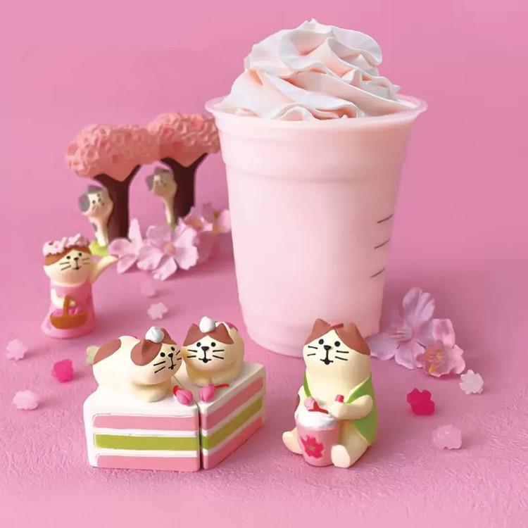 Zakka Creative Cherry Blossom Cat Miniature Resin Ornament