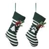 Large Capacity Christmas Knitted Socks Embroidered Stripe Christmas Stockings Cat Claw Hanging Ornaments Christmas Tree Pendant