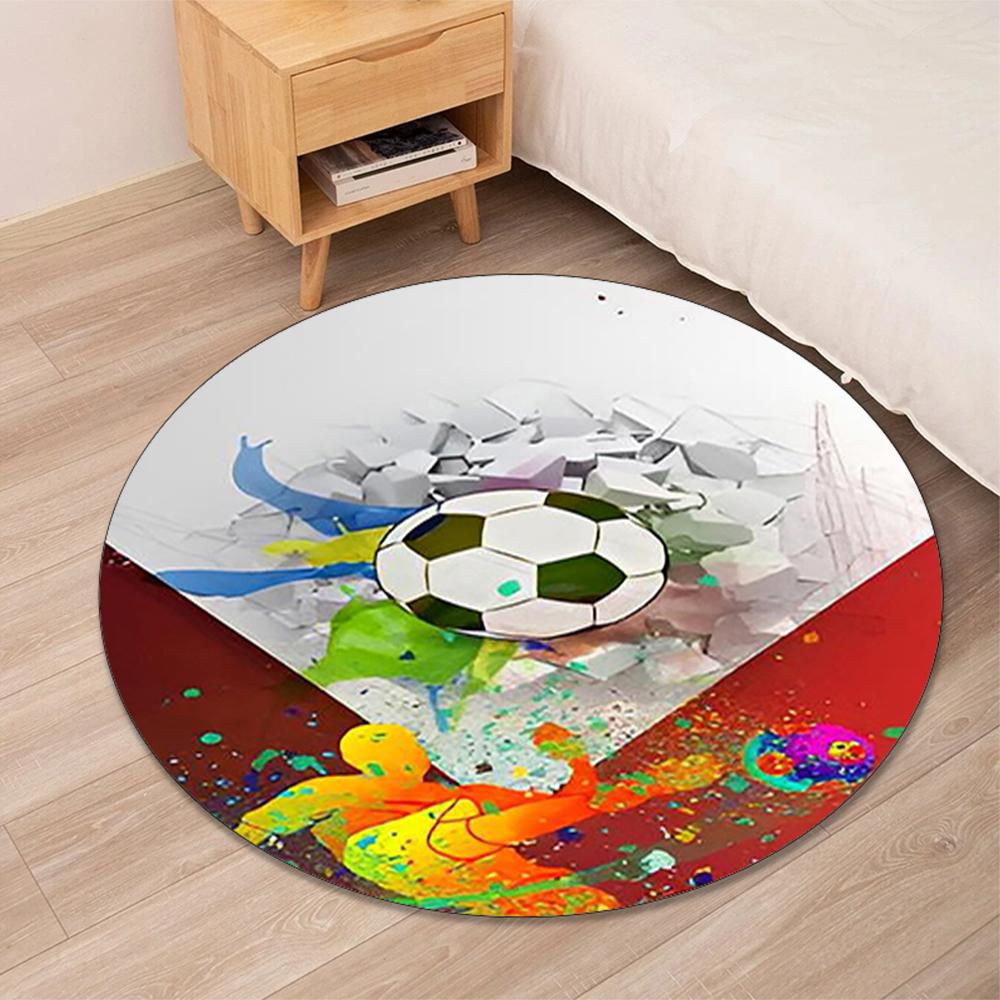 Fußball bedruckter runder Teppich Teppich Stuhlteppich Läufer Eingang Fußmatten, für Bürostuhl Wohnzimmer Schlafzimmer Küche.