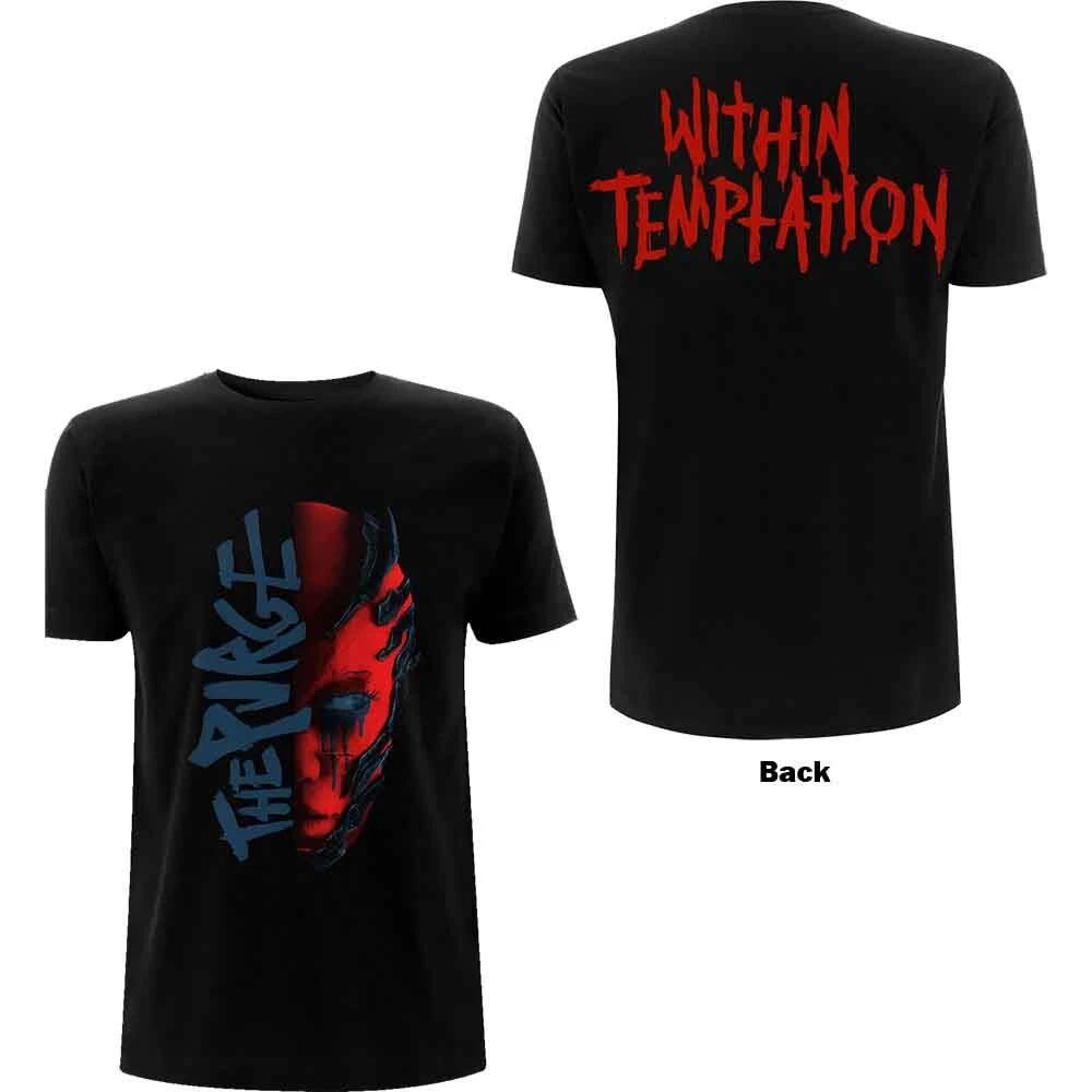Within Temptation Ladies Tshirt Purge Outline (Red Face) (Black) (Back Print) S