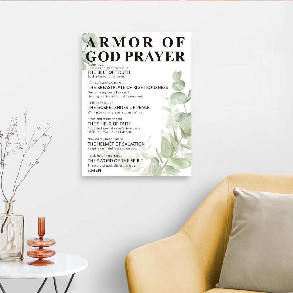 Armor of God Wall Art,Armor of God Prayer Wall Decor Canvas Print Painting Artwork for Christian Home Office Wall Decor