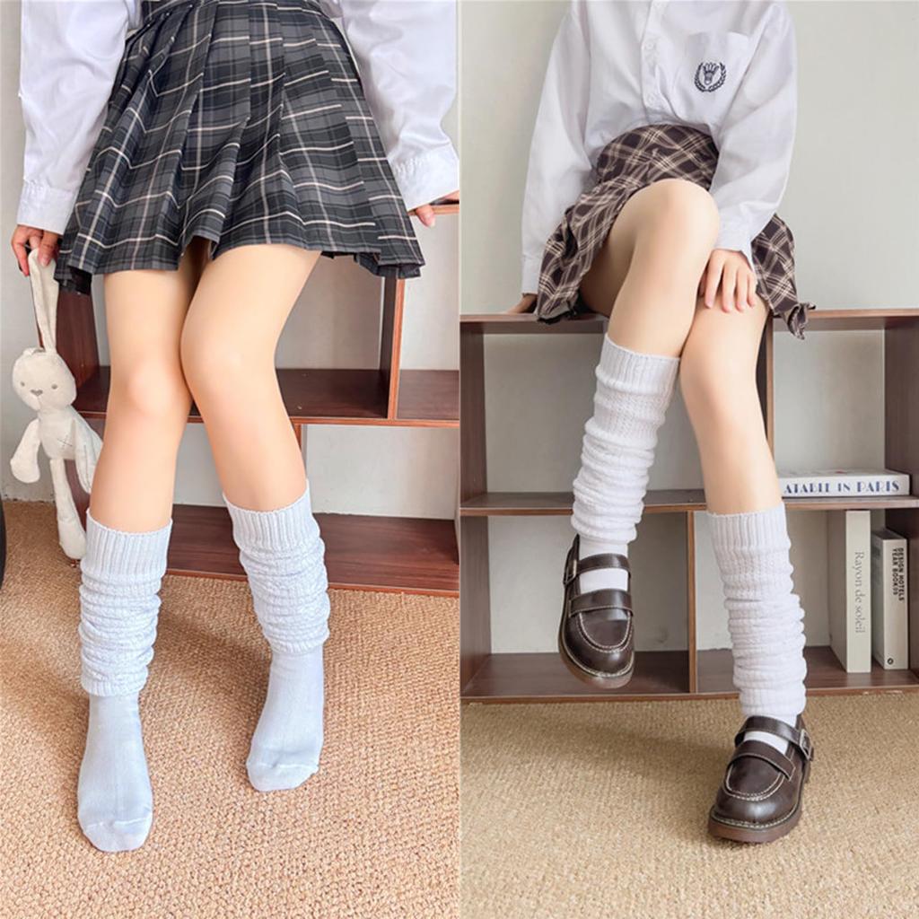 Alaiyaky Super Loose High Socks for School Junior and High School Cold Indoor JK Solid Commuting Socks, White, 40cm-120cm, Uniforms, Girls, Cute,