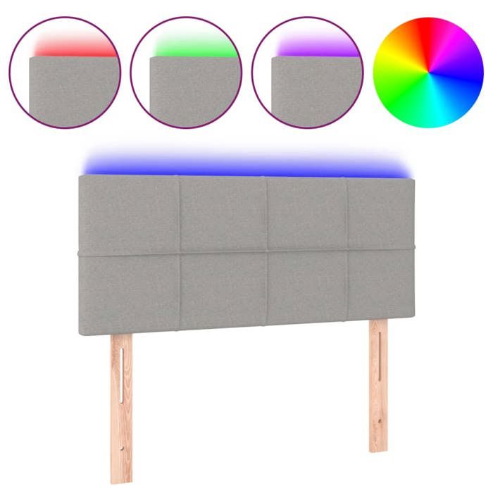 VidaXL Tête de Lit à LED Meuble de Chambre à Coucher Accessoire de Lit Simple Tête de Cadre de Lit Intérieur Gris Clair 3121602