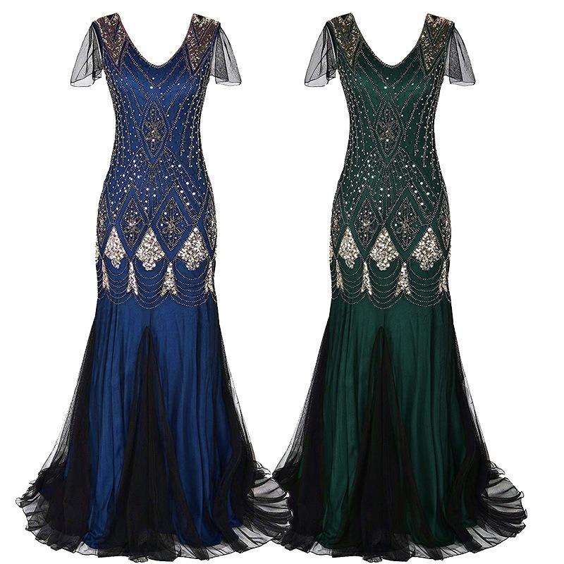 Sequined Dress Retro Dress Plus Size Banquet Party Dress Skirt Female