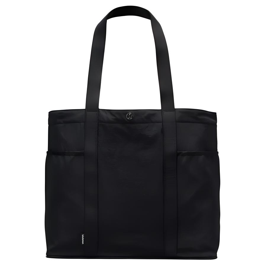 Lululemon Daily 20L Tote Bag With Metal Logo Closure Recycled Nylon Unisex Tote Bags Black LU9BSDS-0001 Black