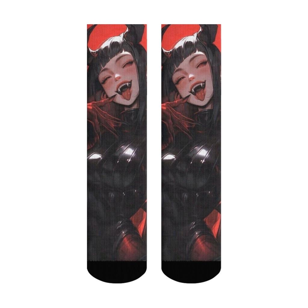 Novelty Happy Socks Crazy Devil Anime Girl Harajuku Retro Crew Socks Stretch Comfort Socks Unisex Street Hip Hop Party Fun Gift