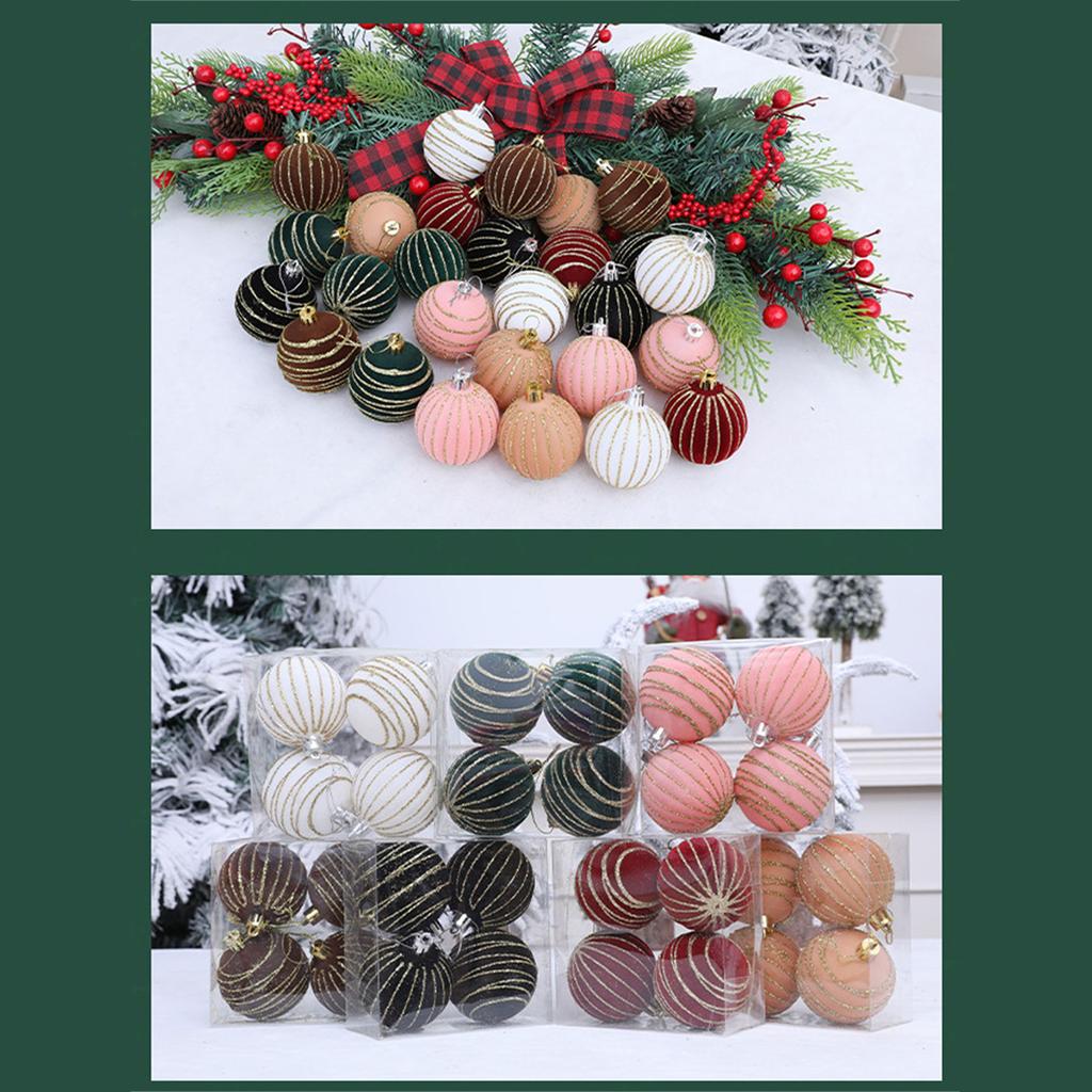 1 Box Flocking Ball Christmas Tree Decorations Multi Color Holiday Ornaments For Festival Home Party Decoration