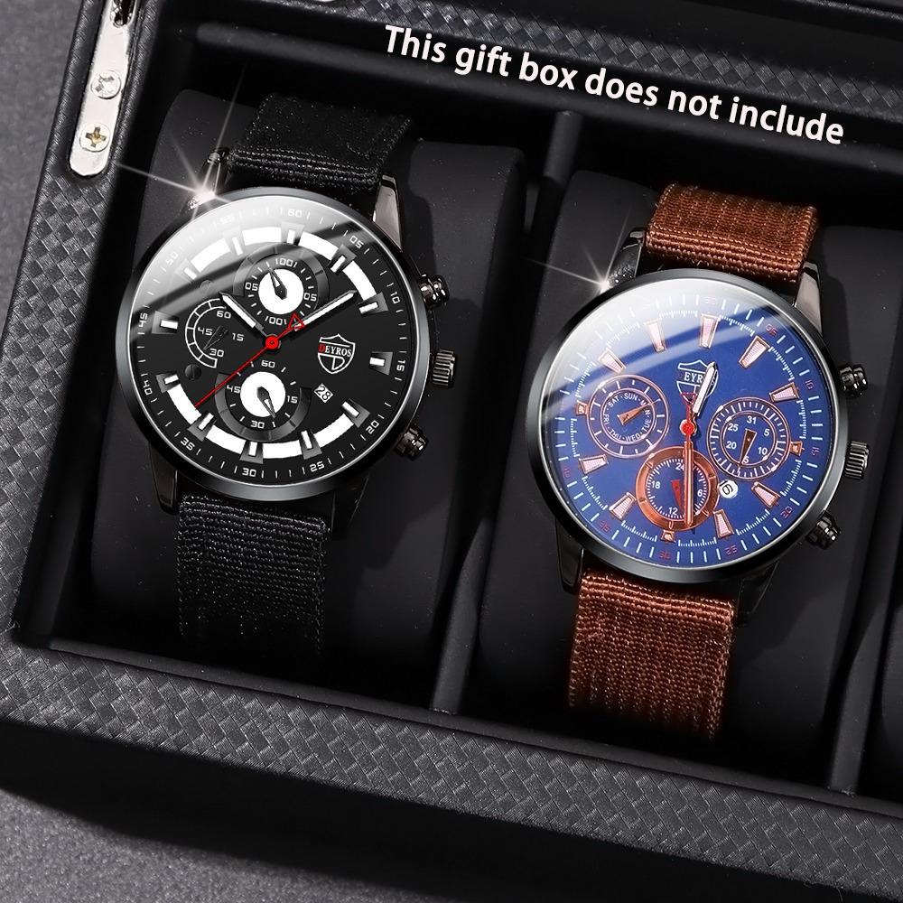 Watch 2-Piece Set Men'S Nylon Strap Watch Quartz Watch Fashion Set Watch