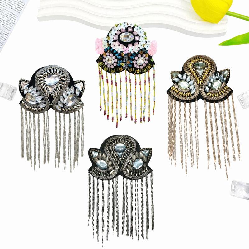 1Pc Comfortable Performance Diamond Chain Stage Tassel Shoulder Dress Lightweight Visual Effects Polyester Decoration