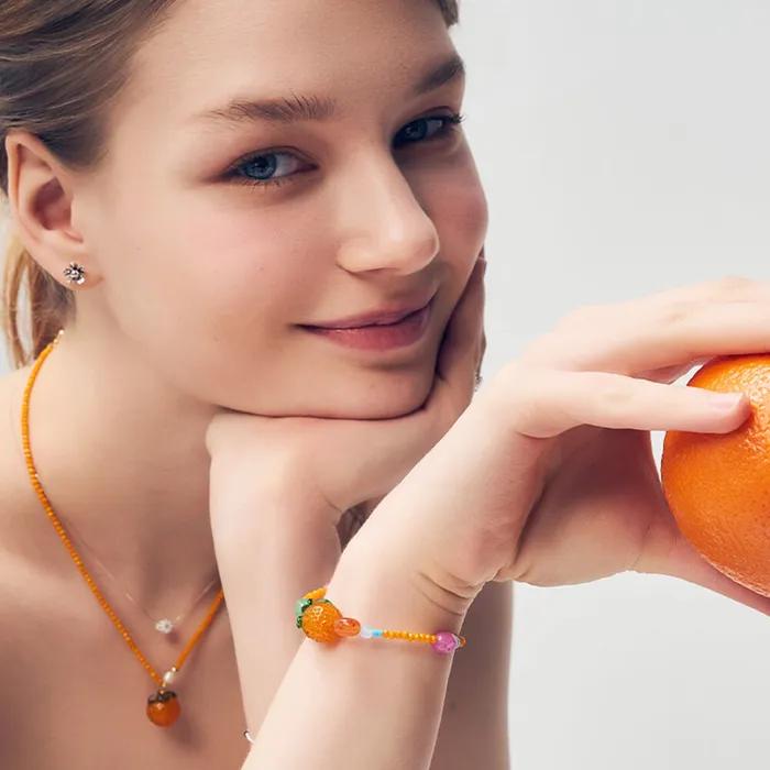 Juicy Orange Glass Bracelet