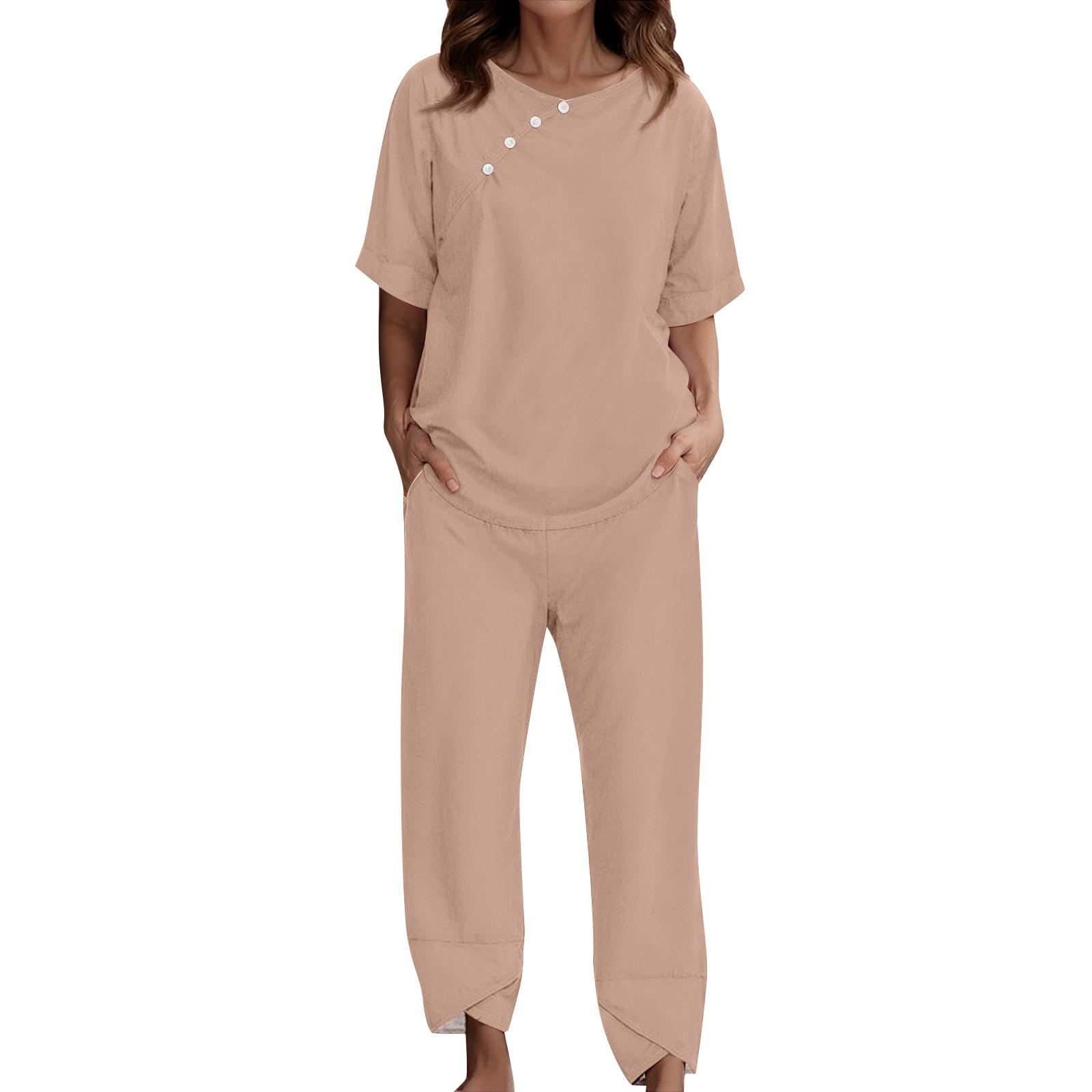 

Женский костюм для отдыха, пижама, свободные брюки с короткими рукавами, домашняя одежда из двух предметов L