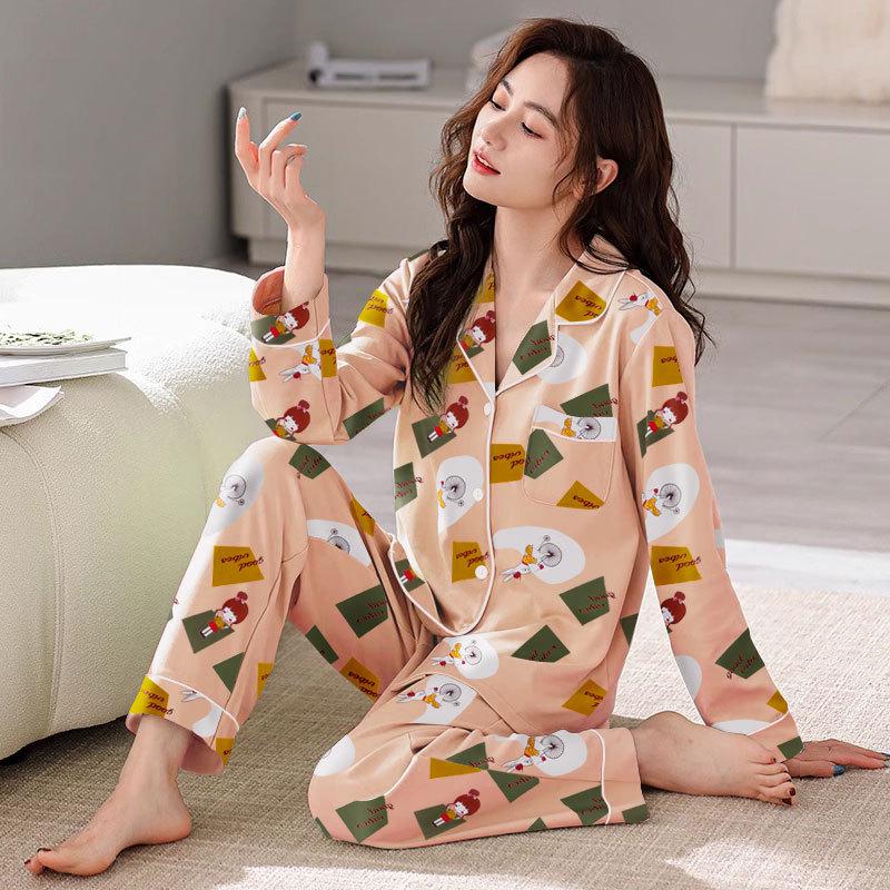 Damen Übergröße Langarm Pyjama Set - Frühling, Sommer, Herbst Homewear