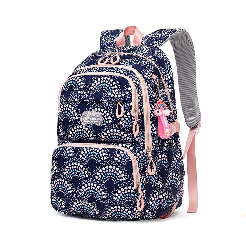 

New Student Backpack for Girls in Grades 4-6 with Large Capacity and Reduced Load Backpack Three-piece set