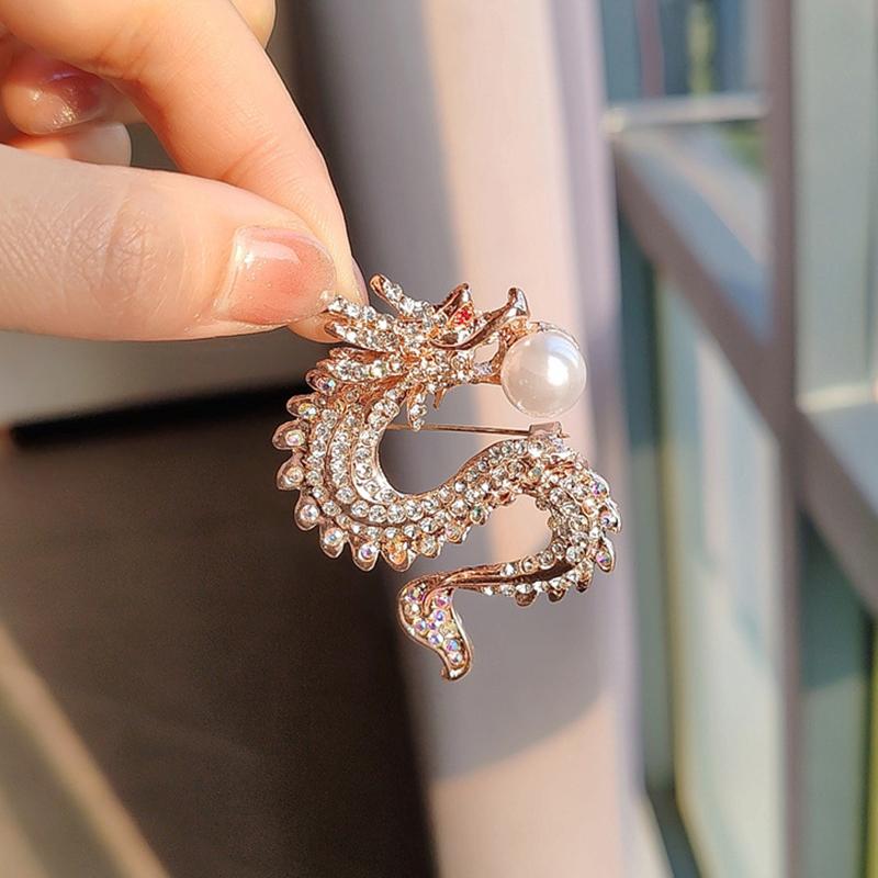 Creative  Personality Chinese Dragon Zodiac Brooch Pin Badge For Women Man Suit Decoration  Clothes Jewelry Gift