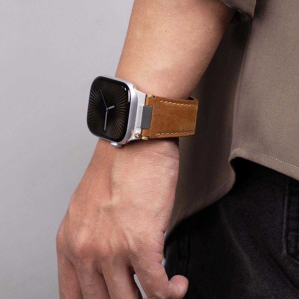 Leather Strap for Apple Watch Ultra 4 3 2 49mm Series 11 10 46mm Business Men Band for iWatch 9 8 7 45mm 6 5 4 Se 3 44mm Bracelet