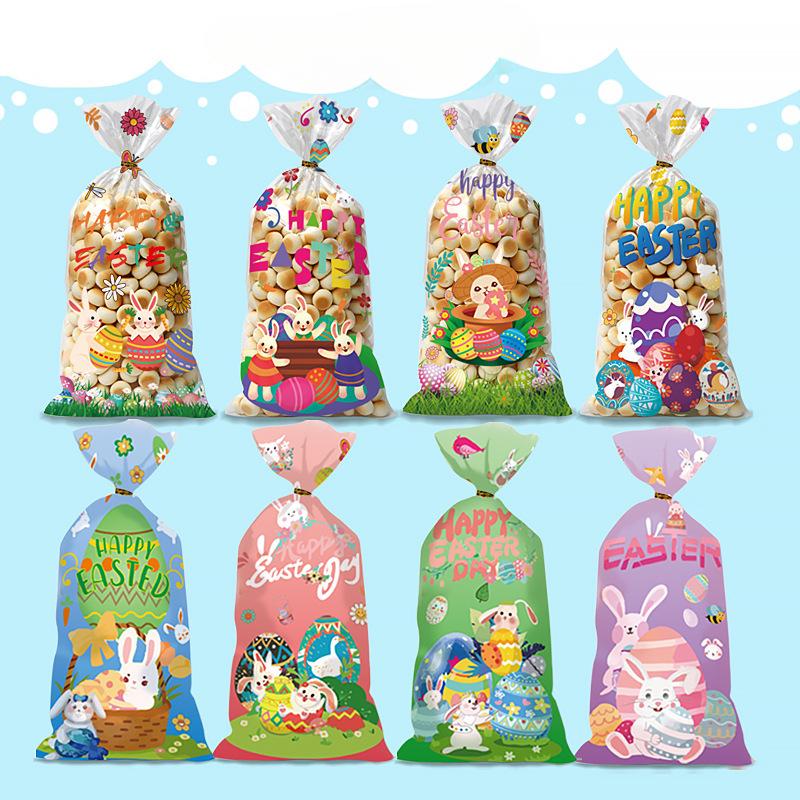 Four In One, Easter, OPP,Flat Pocket, Rabbit Easter Egg Pattern, Candy Gift Packaging Bag, Universal Holiday