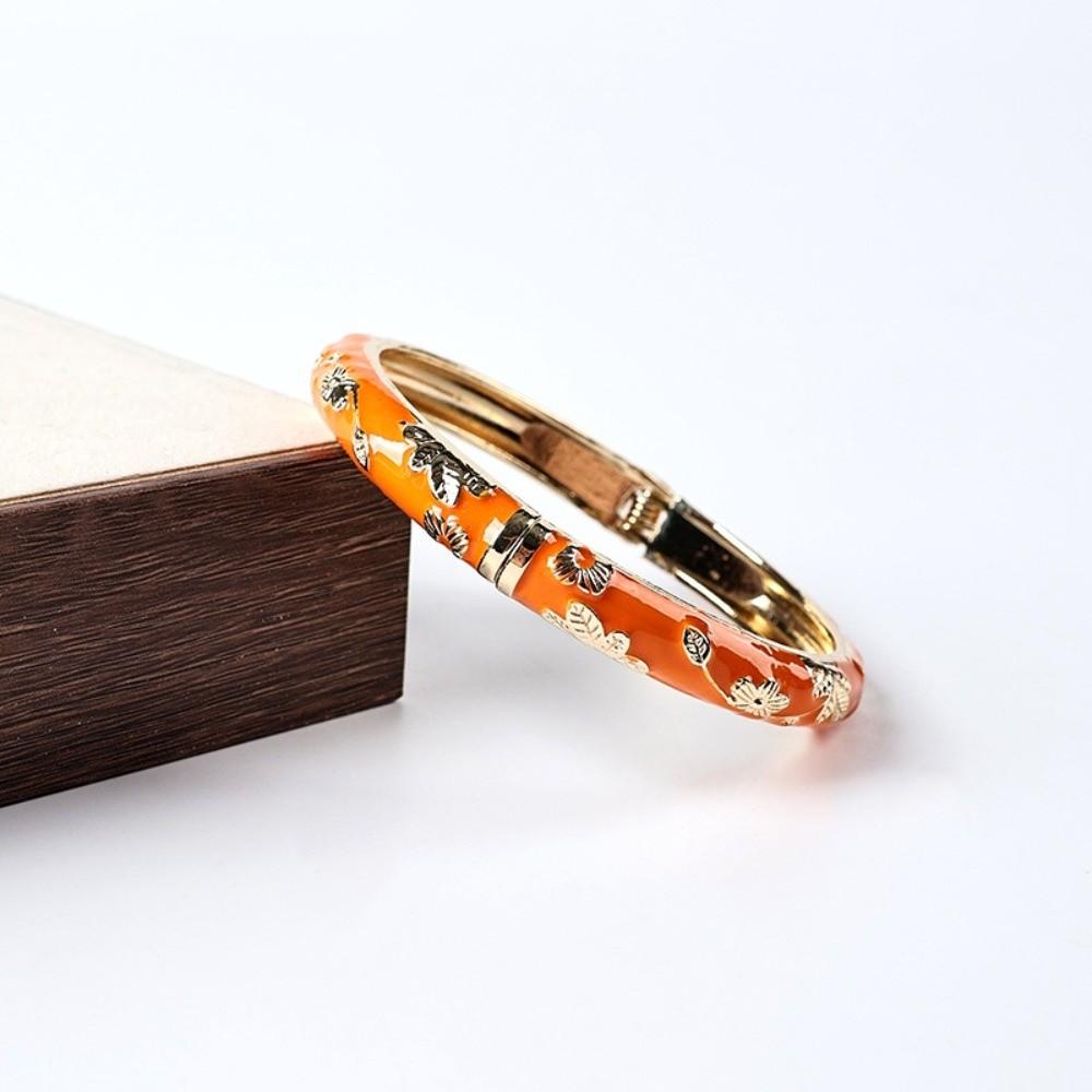 

Enamel Vintage Cloisonne Bangle Colorful Women s Hand Bracelet Elegant Flower Bangle Girls оранжевый