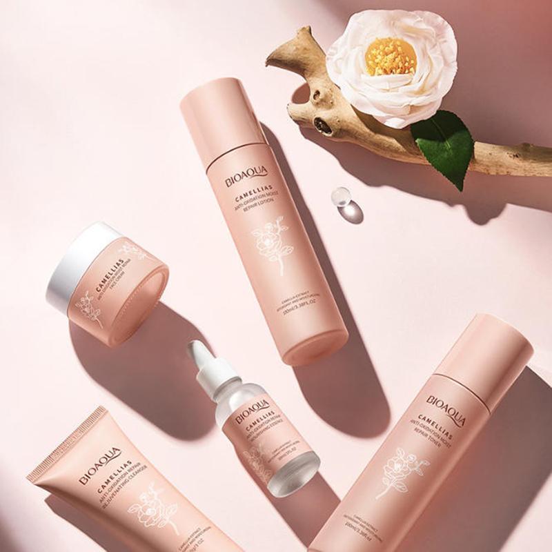Bioaoua Camellia Moisturizing Skin Care Sets Face Masks Facial Cleanser Facial Serum Essence Soothing Skincare Face Care Kits