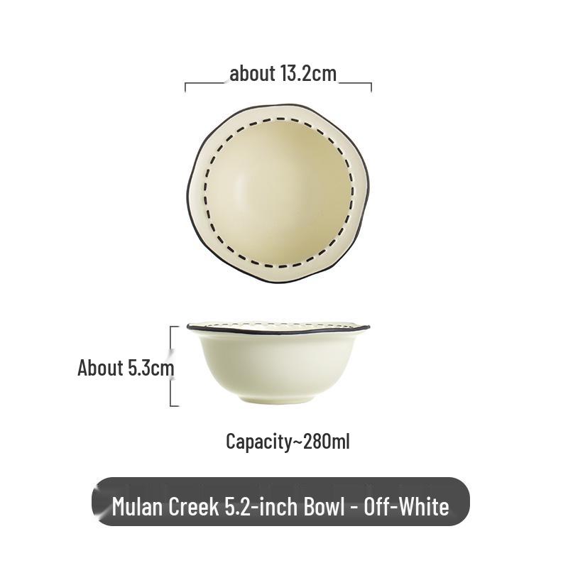 Magnolia Creek Ceramic Rice Bowl and Plate Set - Japanese Underglaze Tableware, Stylish Ins Style.