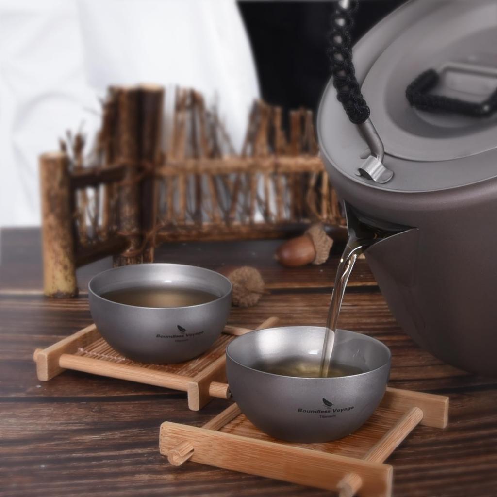 Boundless Voyage Titanium Mini Sake Cups, Double-Layered, Cups, Ultra-Lightweight, [Ti1590B] (3 Cups)