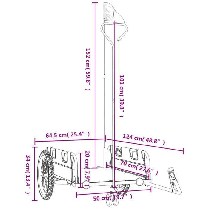 VidaXL Bicycle Trailer, Transport Cart with Hitch Bar, Bicycle Trailer with Flag for Luggage, Red 94188