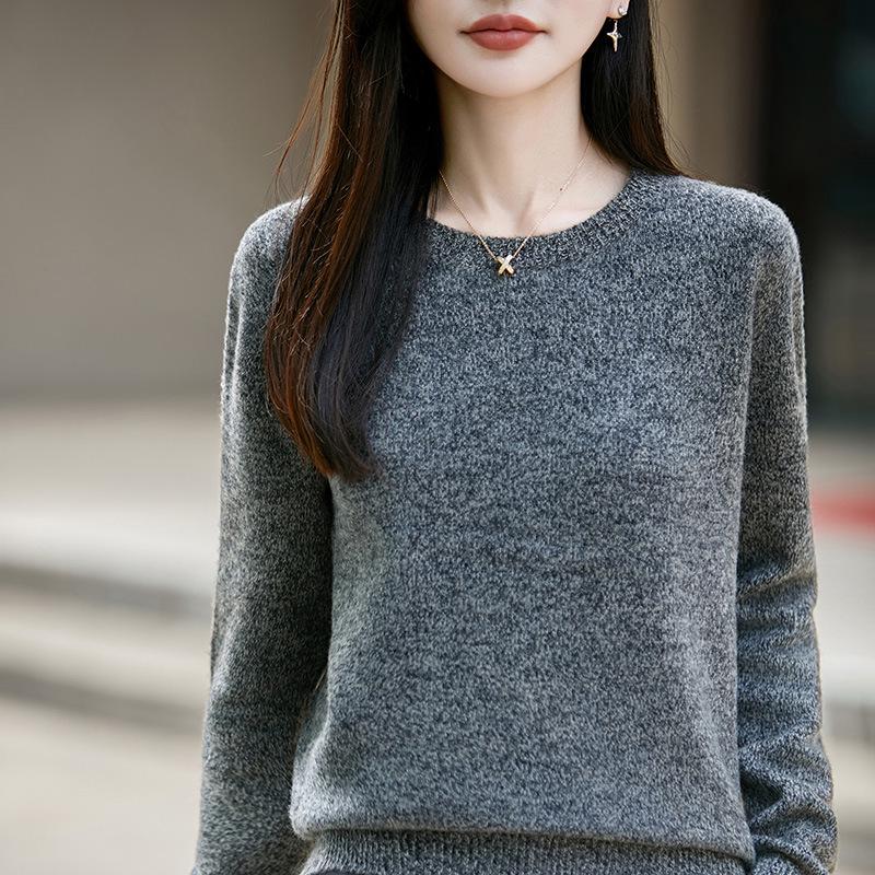 Autumn/Winter 2026 Women's Slimming Floral Silk Wool Crew Neck Sweater