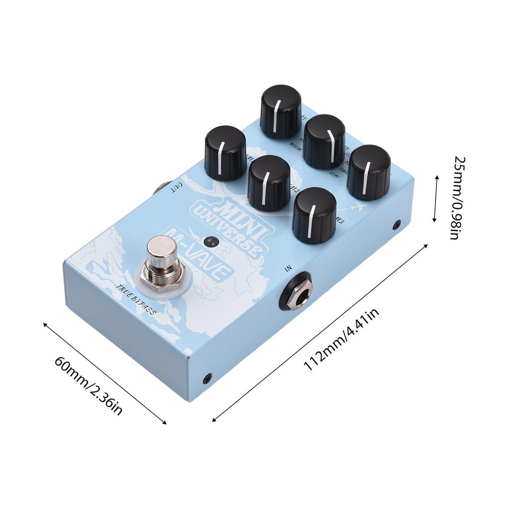 Guitar Effect Pedal Digital Reverb Pedal Digital Modeling Reverb Effector with 9 Mode Reverb Selection for Guitar Bass - MINI-UNIVERSE