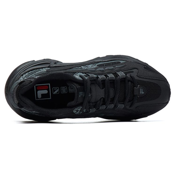 Fila Pantera Fabric Synthetic Leather Round Toe Lace-Up Low-Top Casual Shoes Women Sneaker Black F12W121105FBK