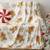 1pc Christmas Gingerbread Blanket - Ultra-Soft Plush Flannel Bedspread with Gingerbread Boy, Lightweight All-Season Sofa, Couch, and Bed Cover - Cozy