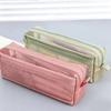 Pencil Case Double-Layer Large Capacity Transparent Mesh Students Exams Stationery Organizer Break-resistant Pencil Bag