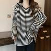 Navava Women Loose FiT STripe Long Sleeve Hoodie T shirT nT2206